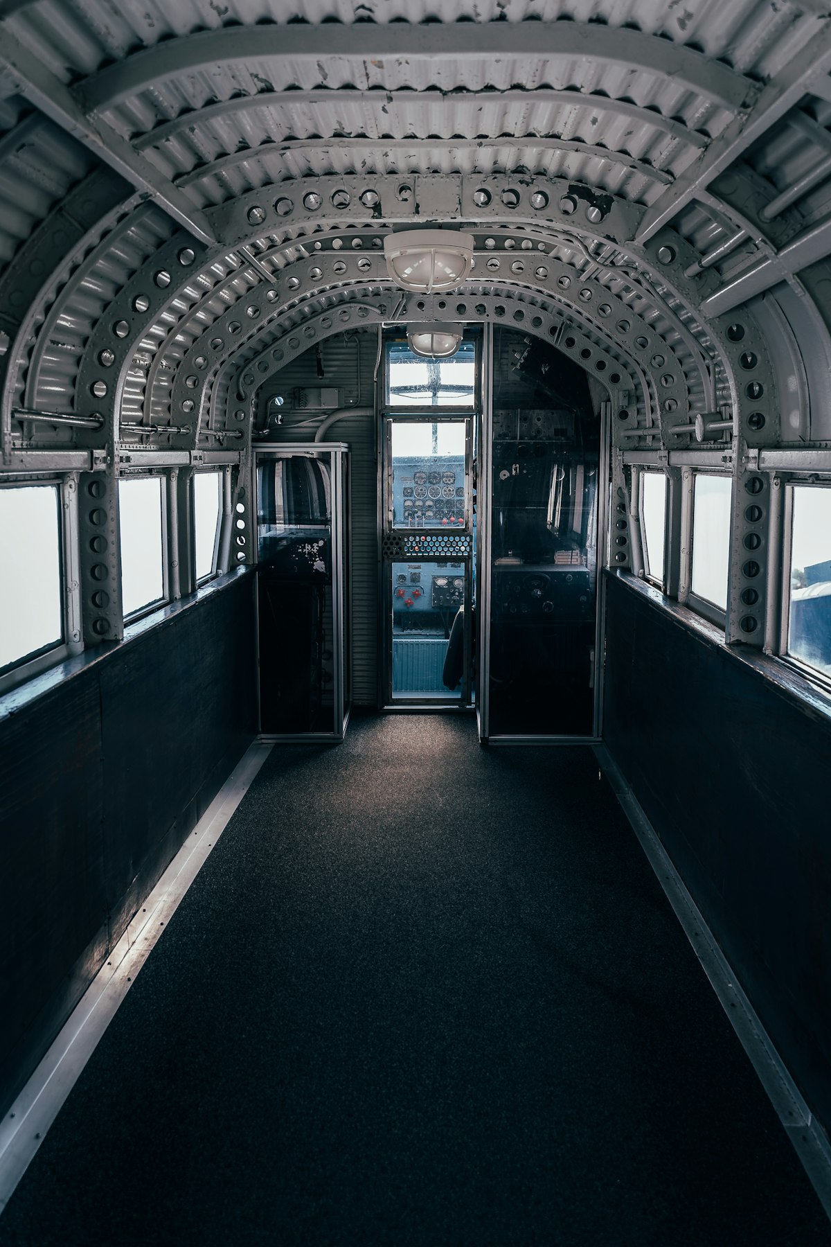Modern glass cockpit flight deck with LCD displays