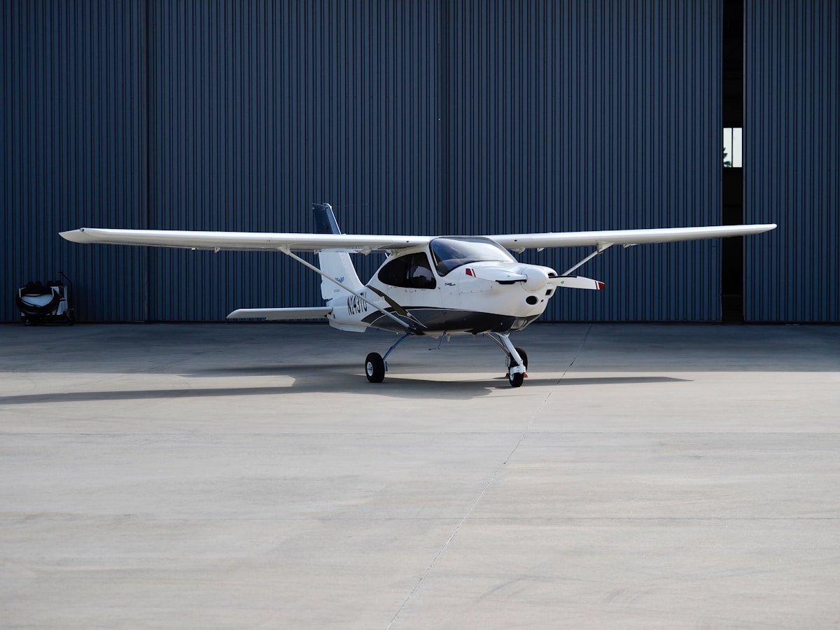 Light aircraft on tarmac
