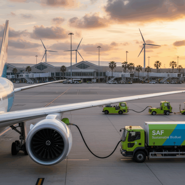 Sustainable aviation fuel being pumped into aircraft