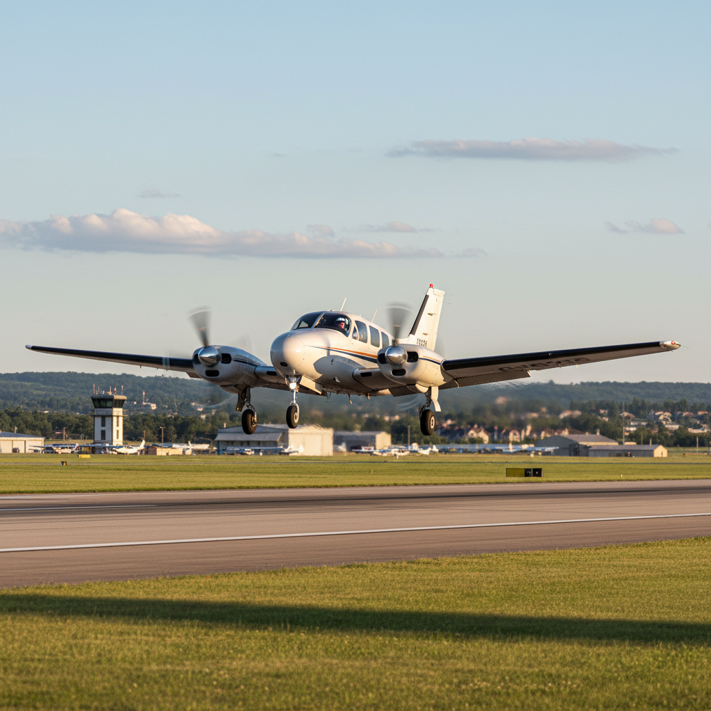 piston twin engine aircraft landing approach