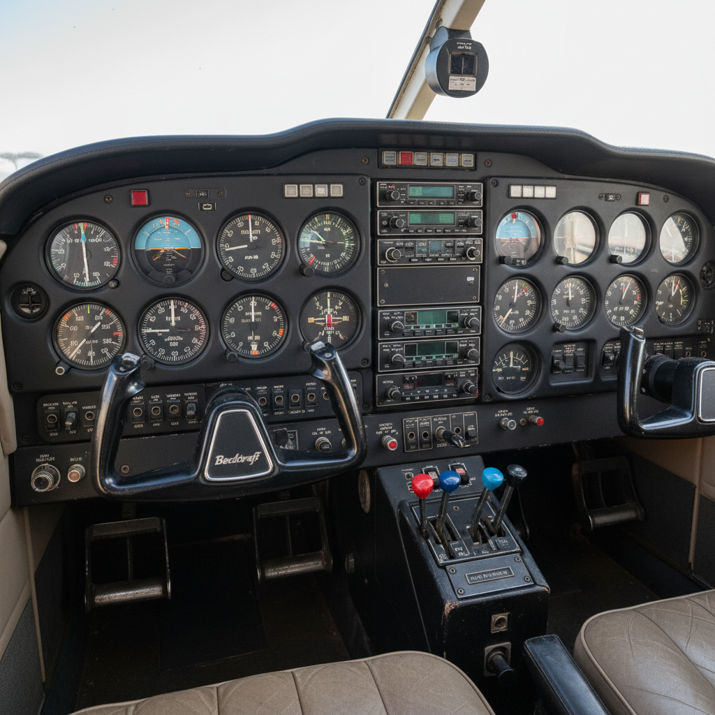 Beechcraft Baron 55 cockpit instrument panel