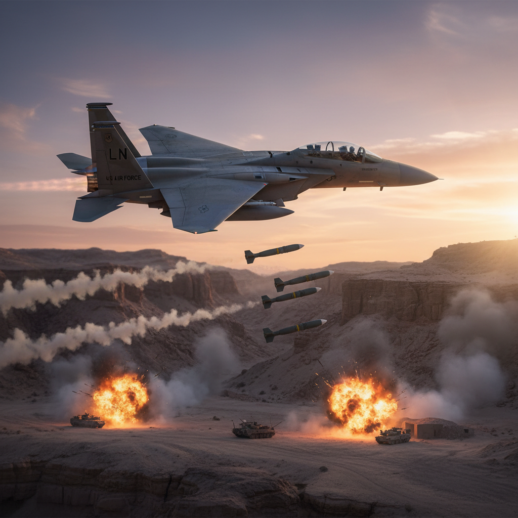 F-15E Strike Eagle dropping precision guided