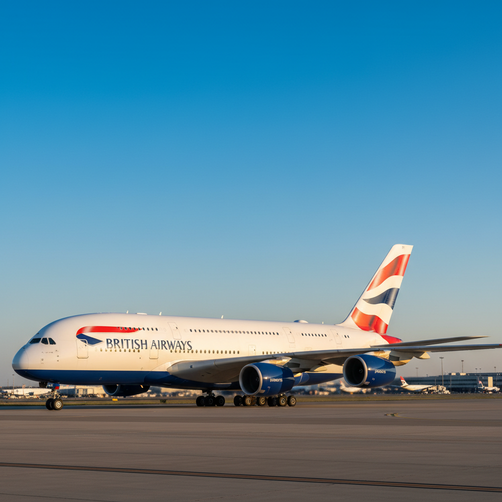 British Airways Airbus A380 tail Union